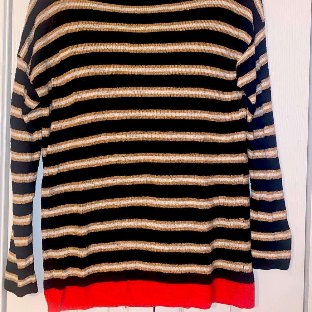 Loft Wide Neck, Thin Striped Colorblock Sweater